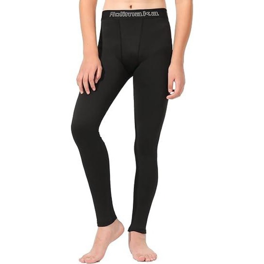 Set of 3 MSRP $25 Rolimaka Youth Boys Black M Compression Leggings Tights Athle - Picture 3 of 7